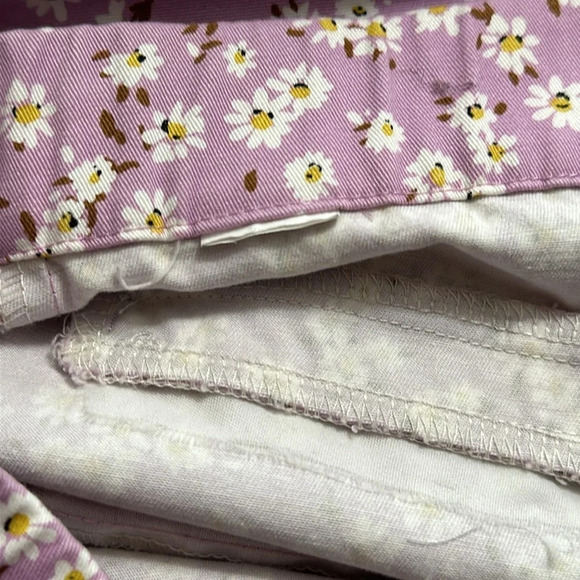 Zara Light Purple White Floral Print Flare Cropped Pants Womens Size Medium - Picture 8 of 12